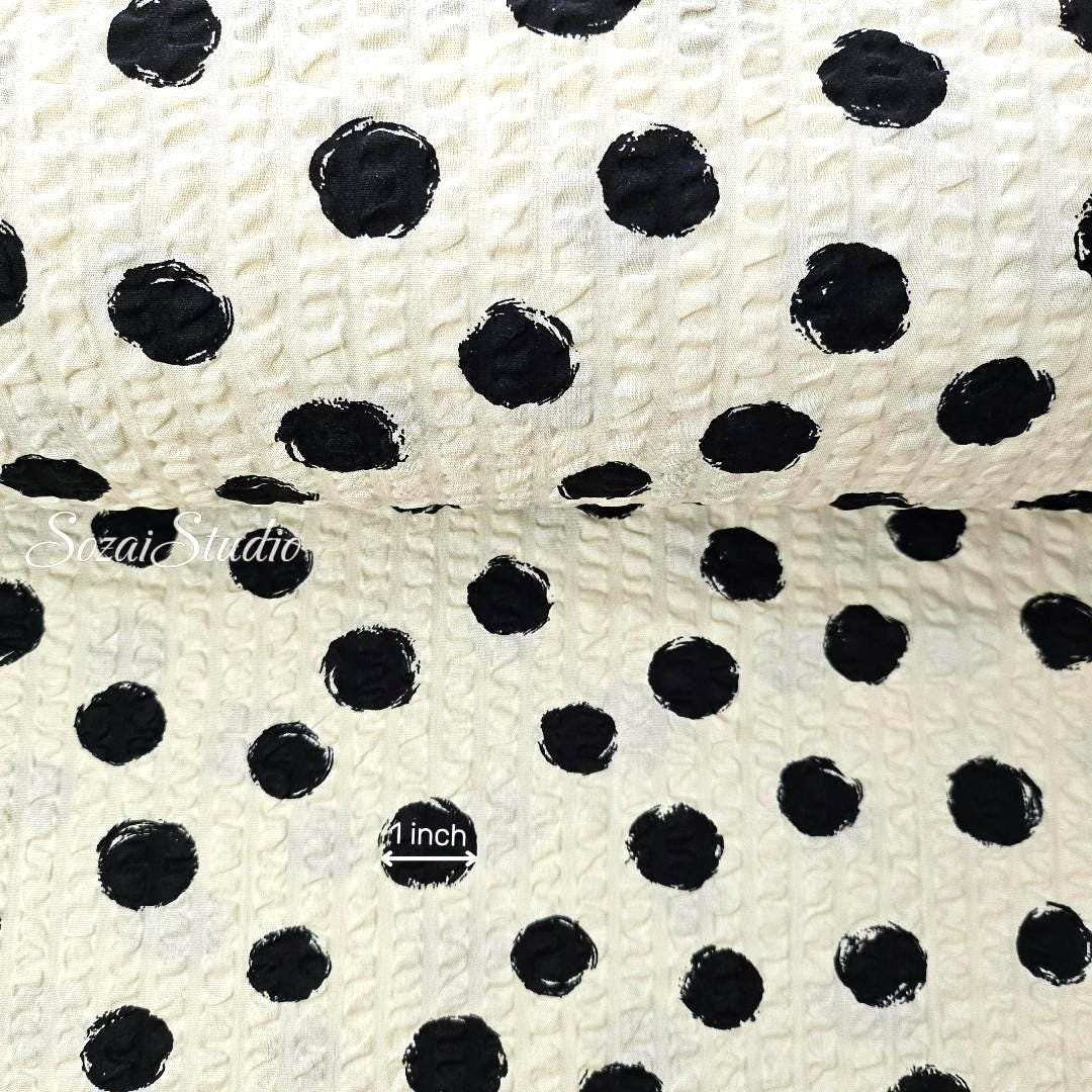 Japanese Cotton Seersucker Fabric: Ivory Dotted Ripple, Lightweight Summer Material, by the yard