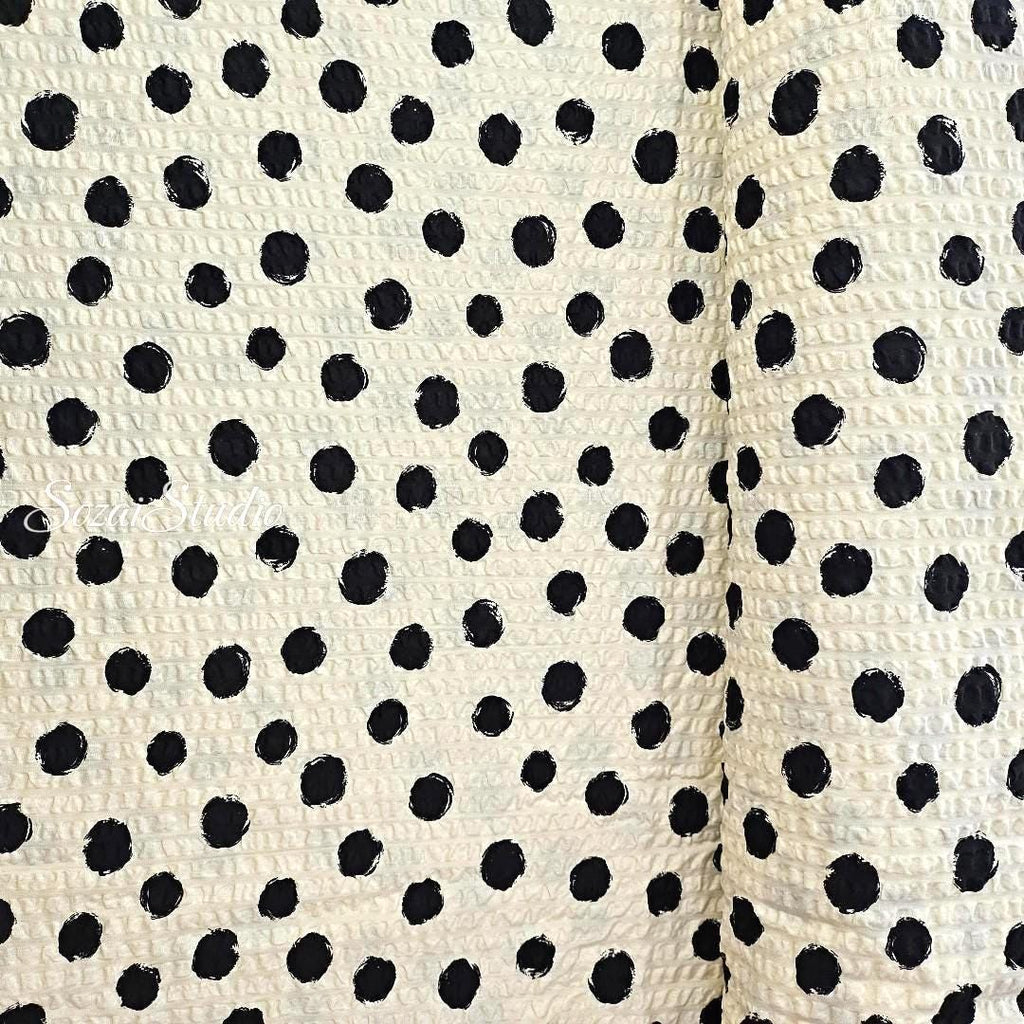 Japanese Cotton Seersucker Fabric: Ivory Dotted Ripple, Lightweight Summer Material, by the yard