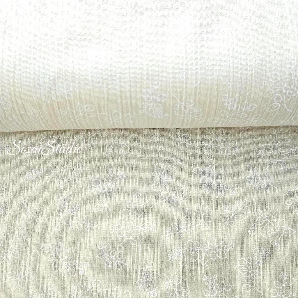 Light Yellow Takashima Chijimi Fabric: Japanese Cotton Seersucker Print, by the yard