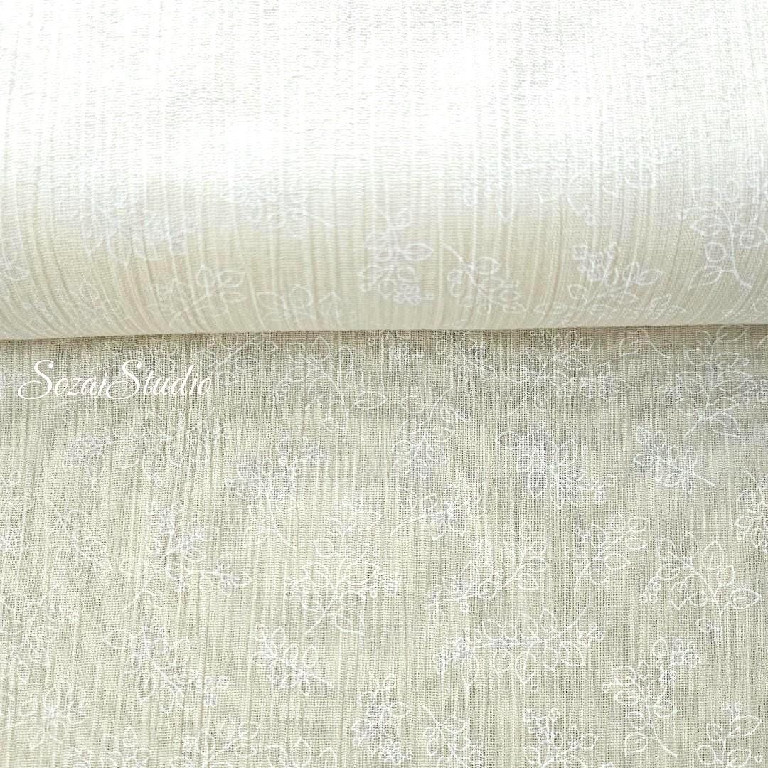 Light Yellow Takashima Chijimi Fabric: Japanese Cotton Seersucker Print, by the yard