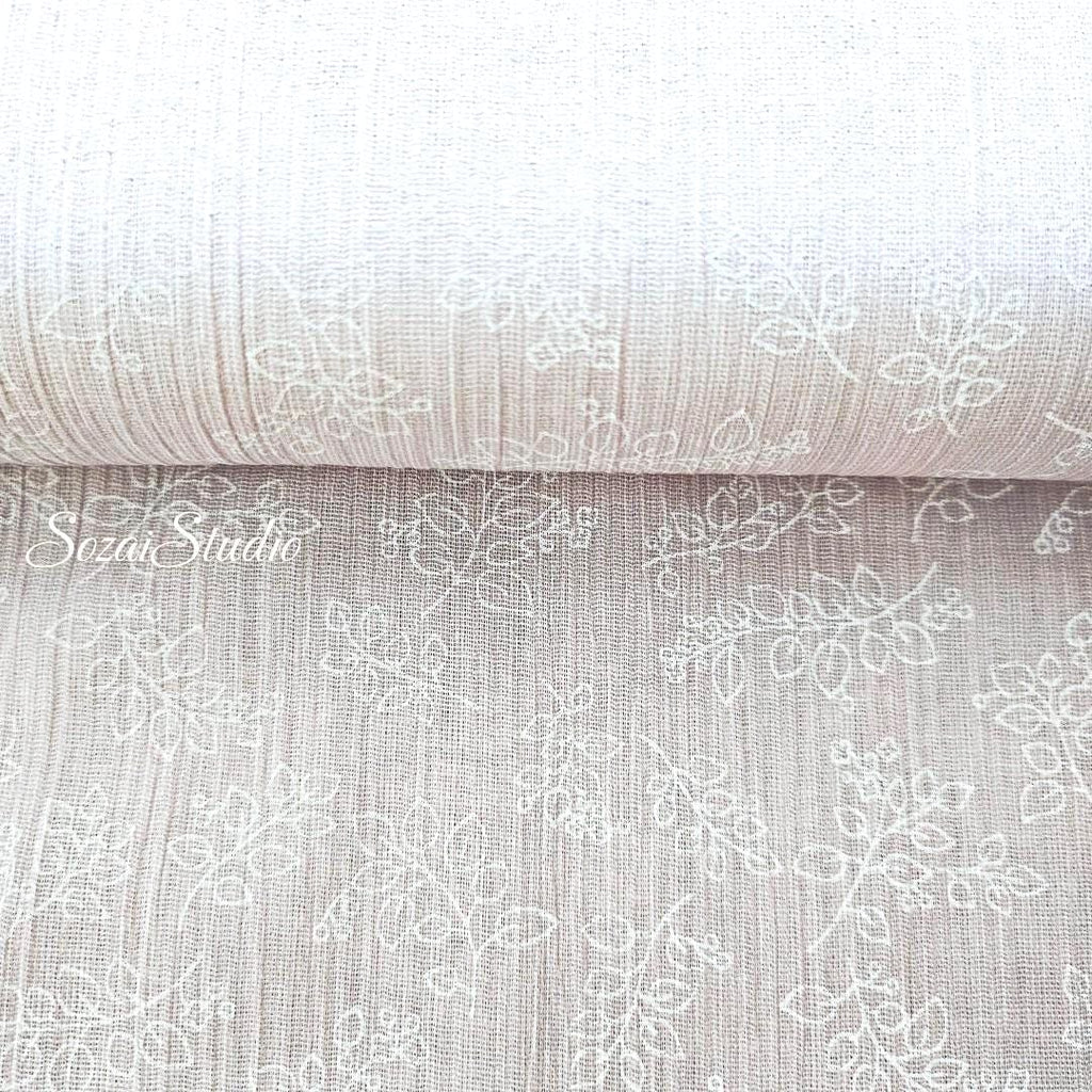 Light Pink Takashima Ripple Fabric: Japanese Cotton Chijimi Print, by the yard