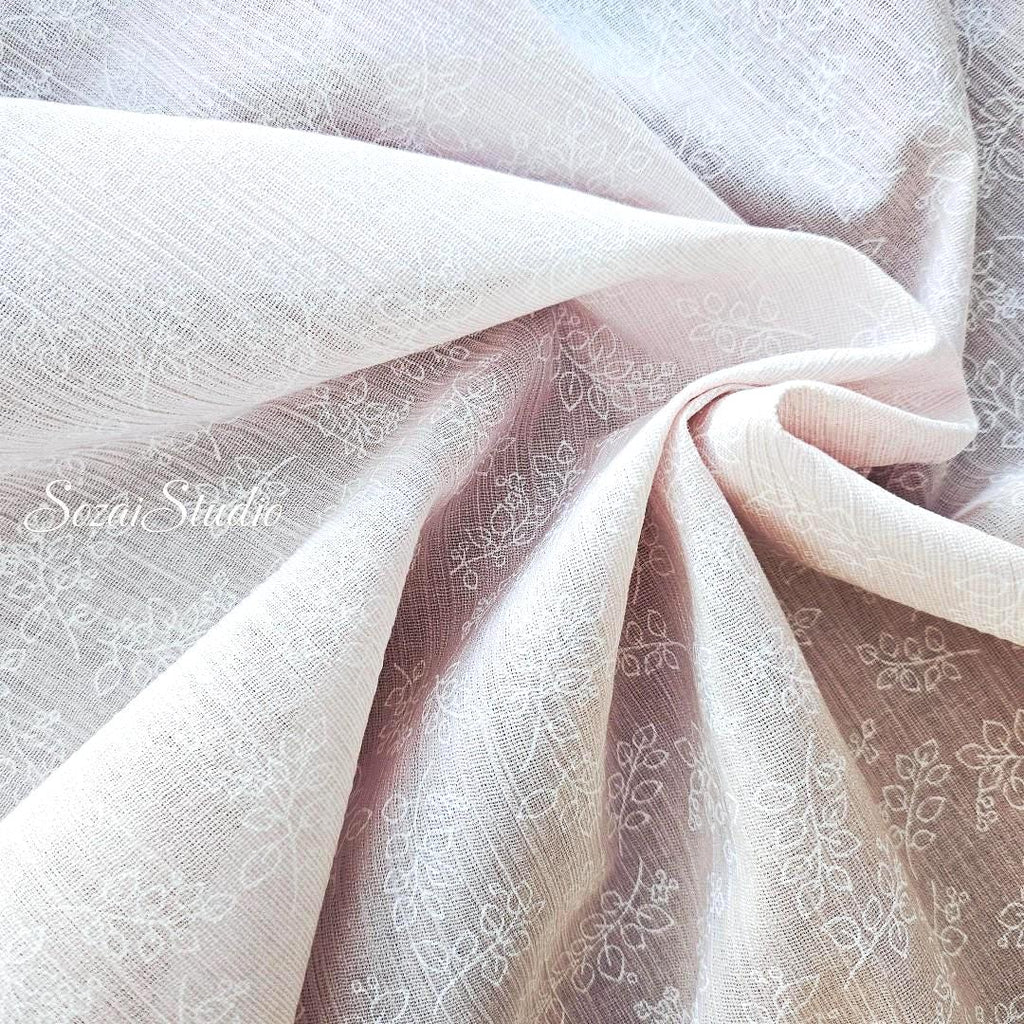 Light Pink Takashima Ripple Fabric: Japanese Cotton Chijimi Print, by the yard