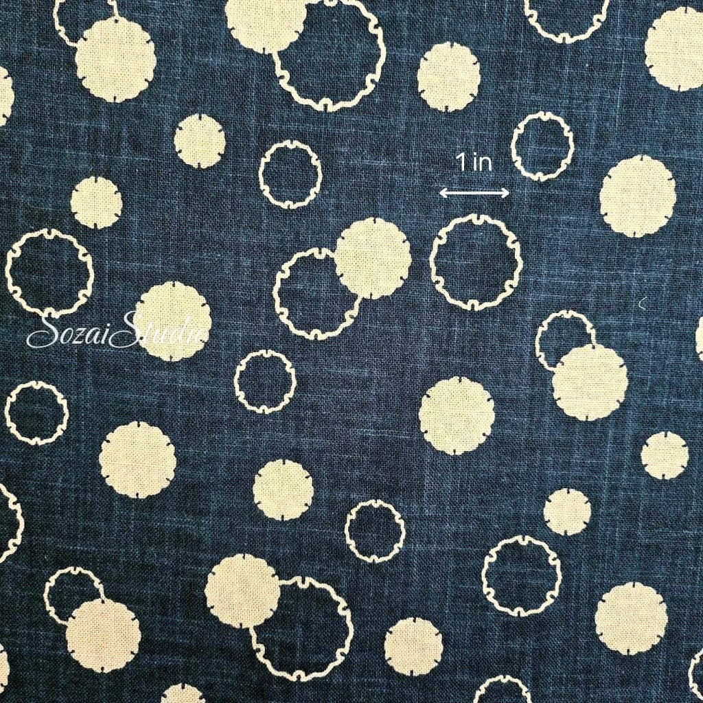 1 Yard Lucky YUKIWA Pattern,  100% Cotton Japanese Fabric: Indigo color