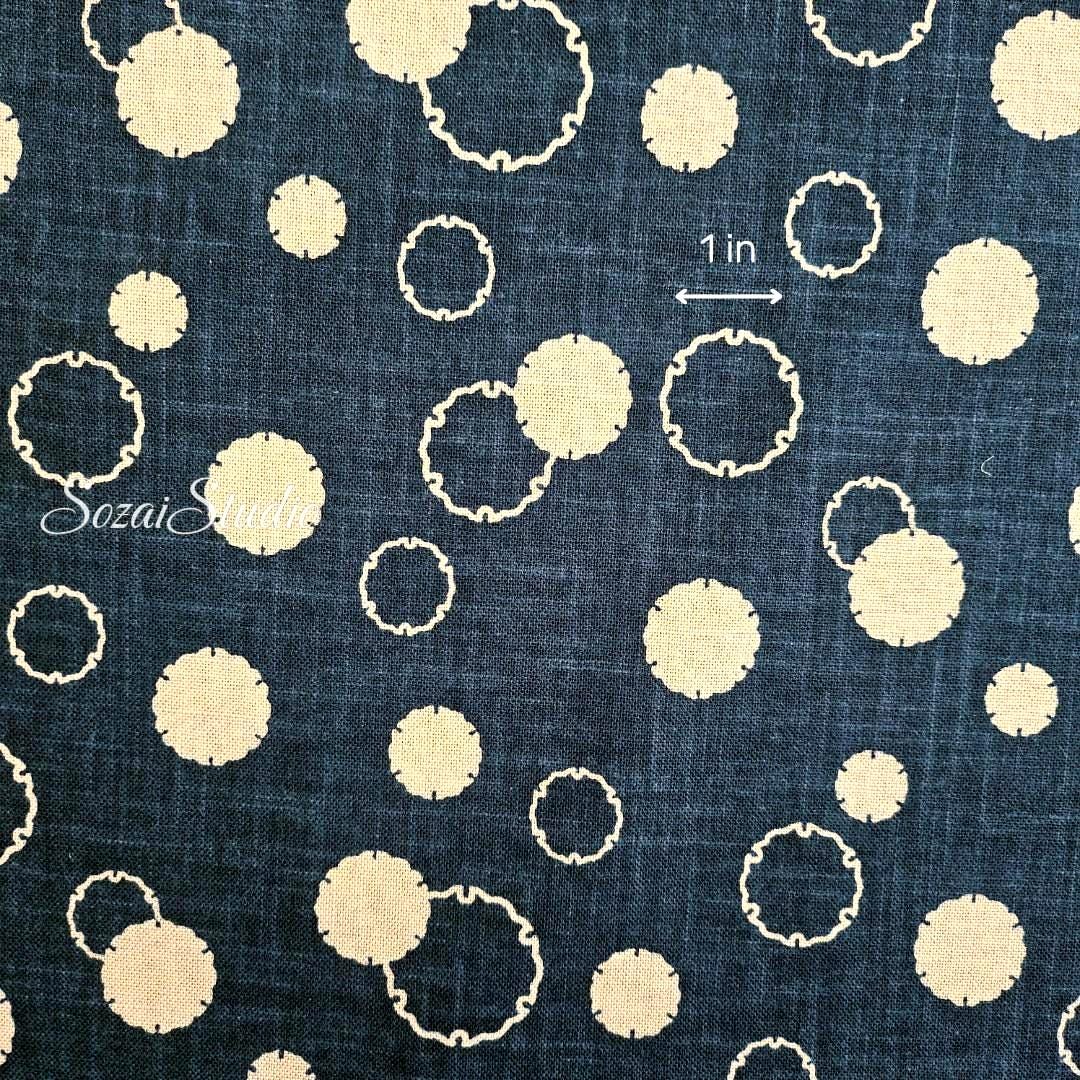 1 Yard Lucky YUKIWA Pattern,  100% Cotton Japanese Fabric: Indigo color
