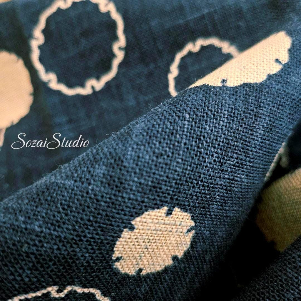 1 Yard Lucky YUKIWA Pattern,  100% Cotton Japanese Fabric: Indigo color