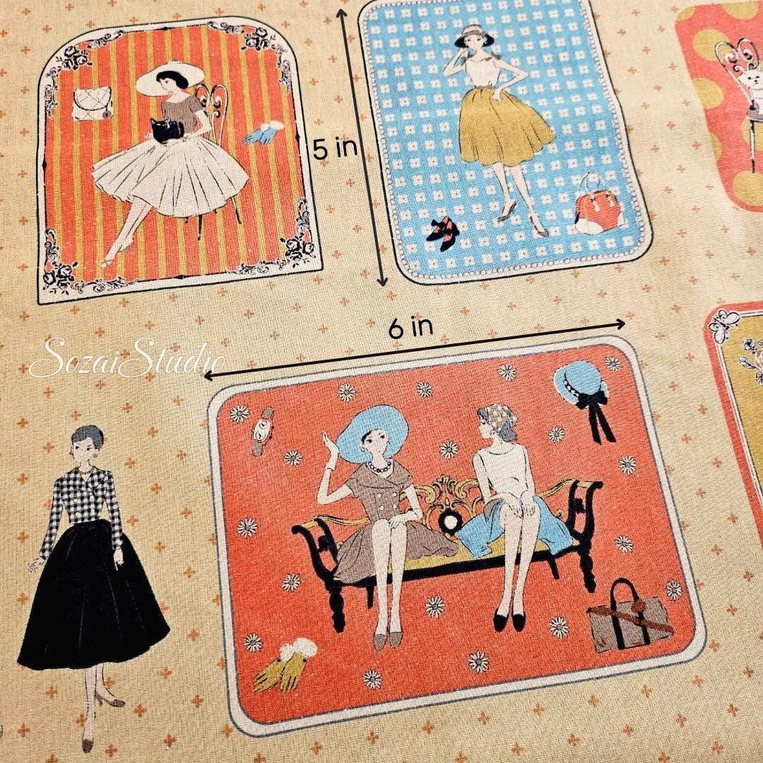 Japanese Cotton Fabric: KOKO SEKI Retro Yellow Print, by the yard