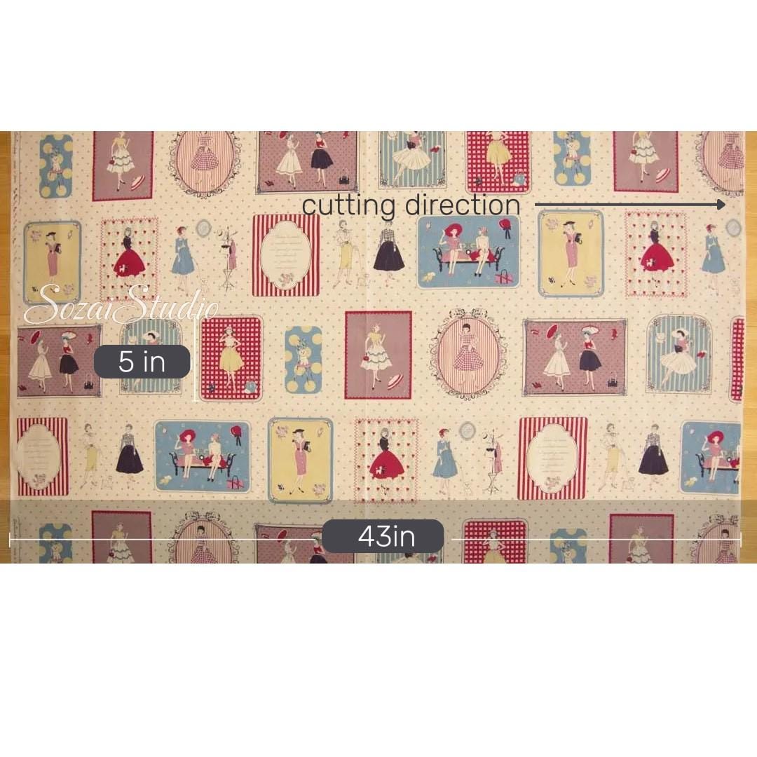 Japanese Cotton Fabric: KOKO SEKI Light Pink Retro Print, By Yard