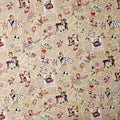 KOKO SEKI Japanese Cotton Fabric: Sewing Girl Collage, Beige, by the yard