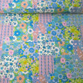 1 Yard Retro Floral Pattern : 100% Cotton Print, Blue