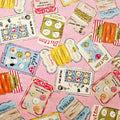 Koko Seki Japanese Cotton fabric : Retro Sewing Notions Tossed design, Pink - by the Yard