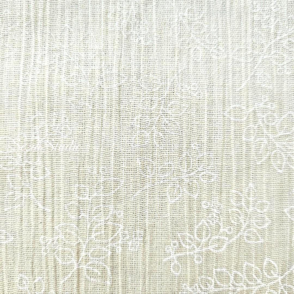 Light Yellow Takashima Chijimi Fabric: Japanese Cotton Seersucker Print, by the yard