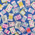 Koko Seki Japanese Cotton fabric : Retro Sewing Notions Tossed design, Blue - by Yard