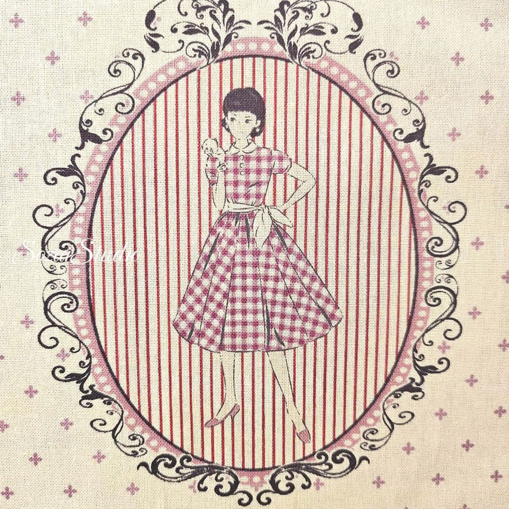 Retro Japanese Cotton Fabric: Koko Seki Beige Print, 1970s Style - By yard