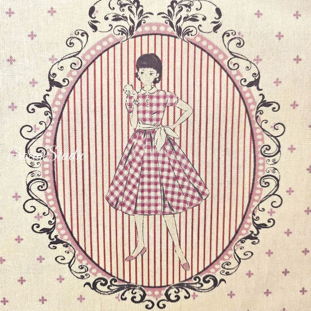 Retro Japanese Cotton Fabric: Koko Seki Beige Print, 1970s Style - By yard