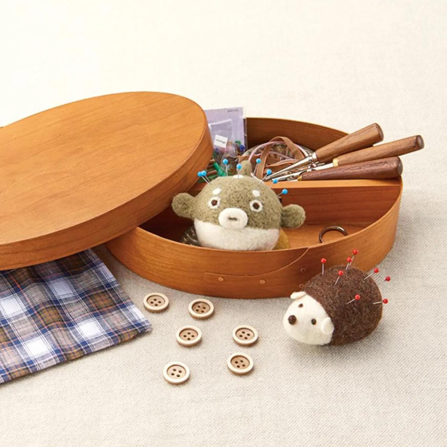 Hedgehog 100% Wool Felt Pin Cushion_Brown