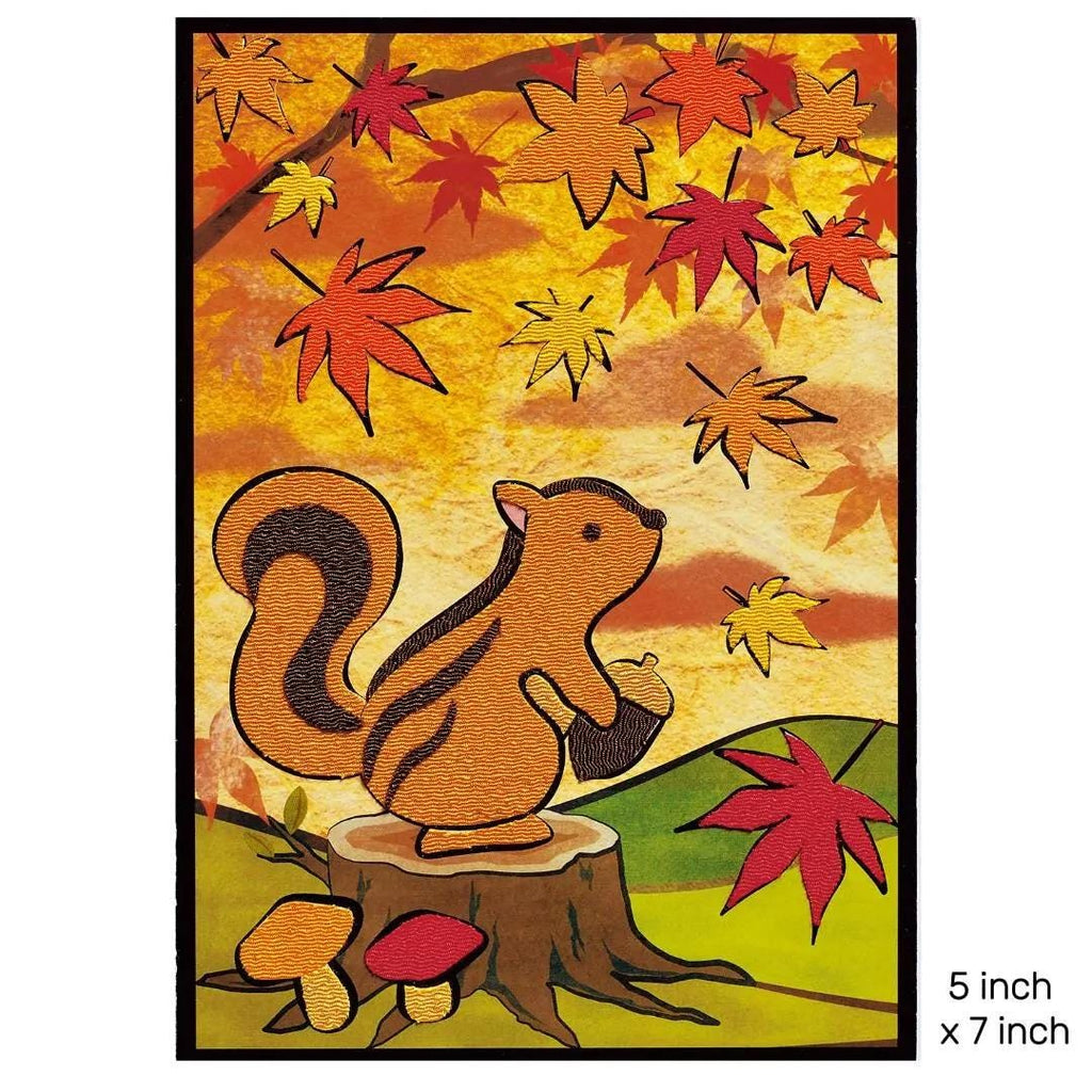 Squirrel Collage Kit: Panami Japanese Autumn Craft (5.1 x 7.2 inch)