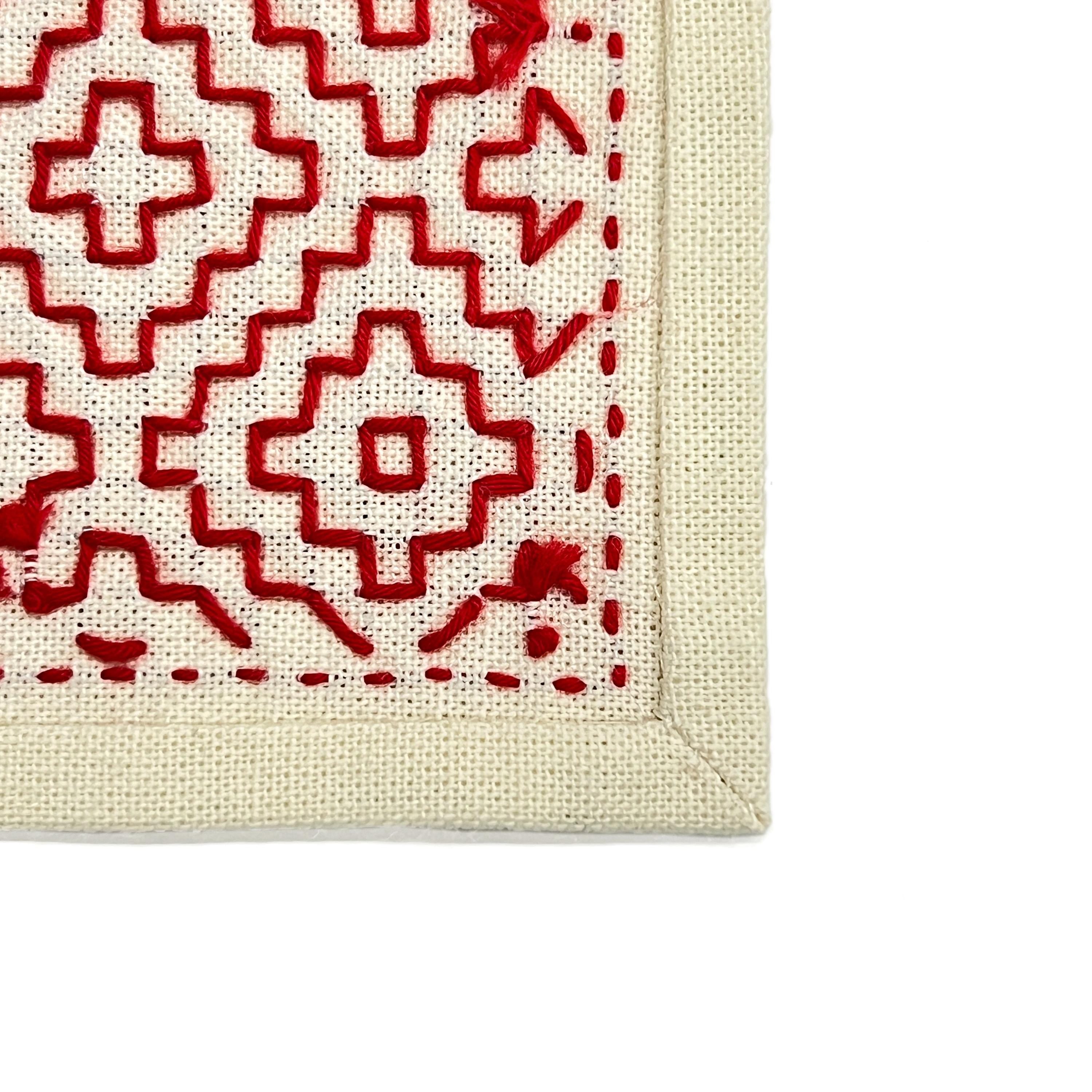 Olympus SK-479 Sashiko Coaster Kit : Straight Stitch Beginner Set (Makes 2 Coasters)