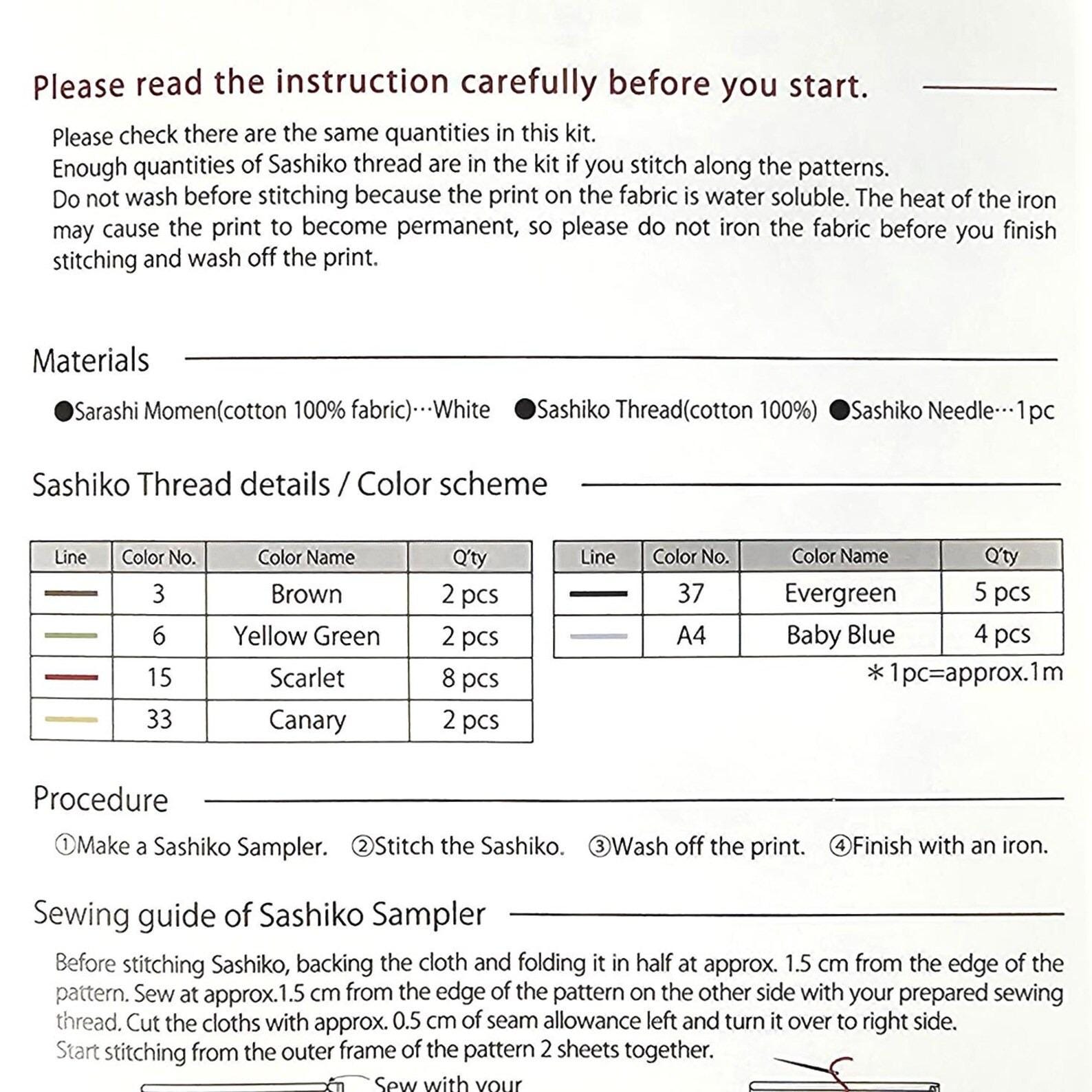 Olympus Four Seasons Sashiko Kit - Winter Snowflake Camellia, Japanese Craft