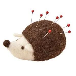 Hedgehog 100% Wool Felt Pin Cushion_Brown