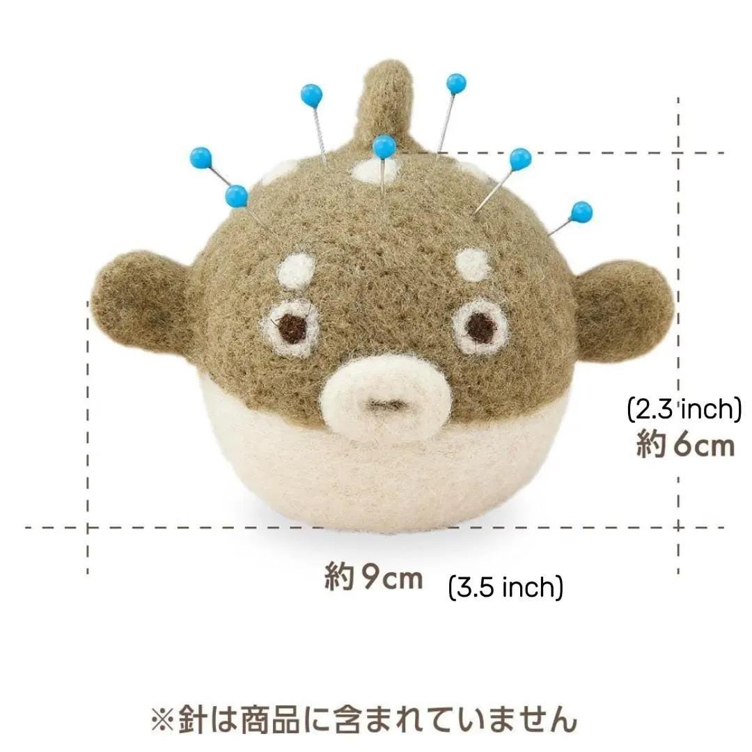 Clover Harisenbon (Pufferfish) : 100% Wool Felt Pin Cushion_Beige