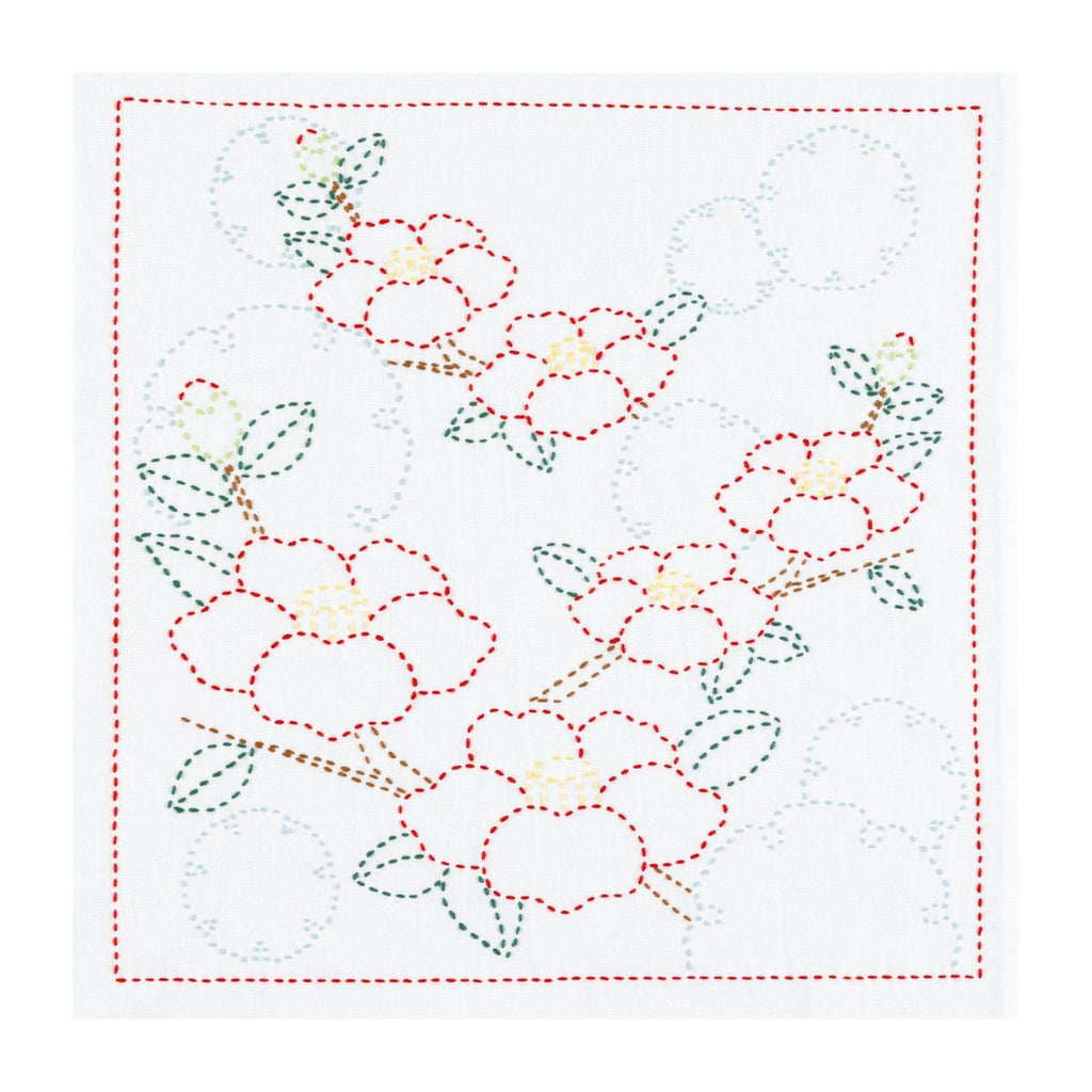 Olympus Four Seasons Sashiko Kit - Winter Snowflake Camellia, Japanese Craft