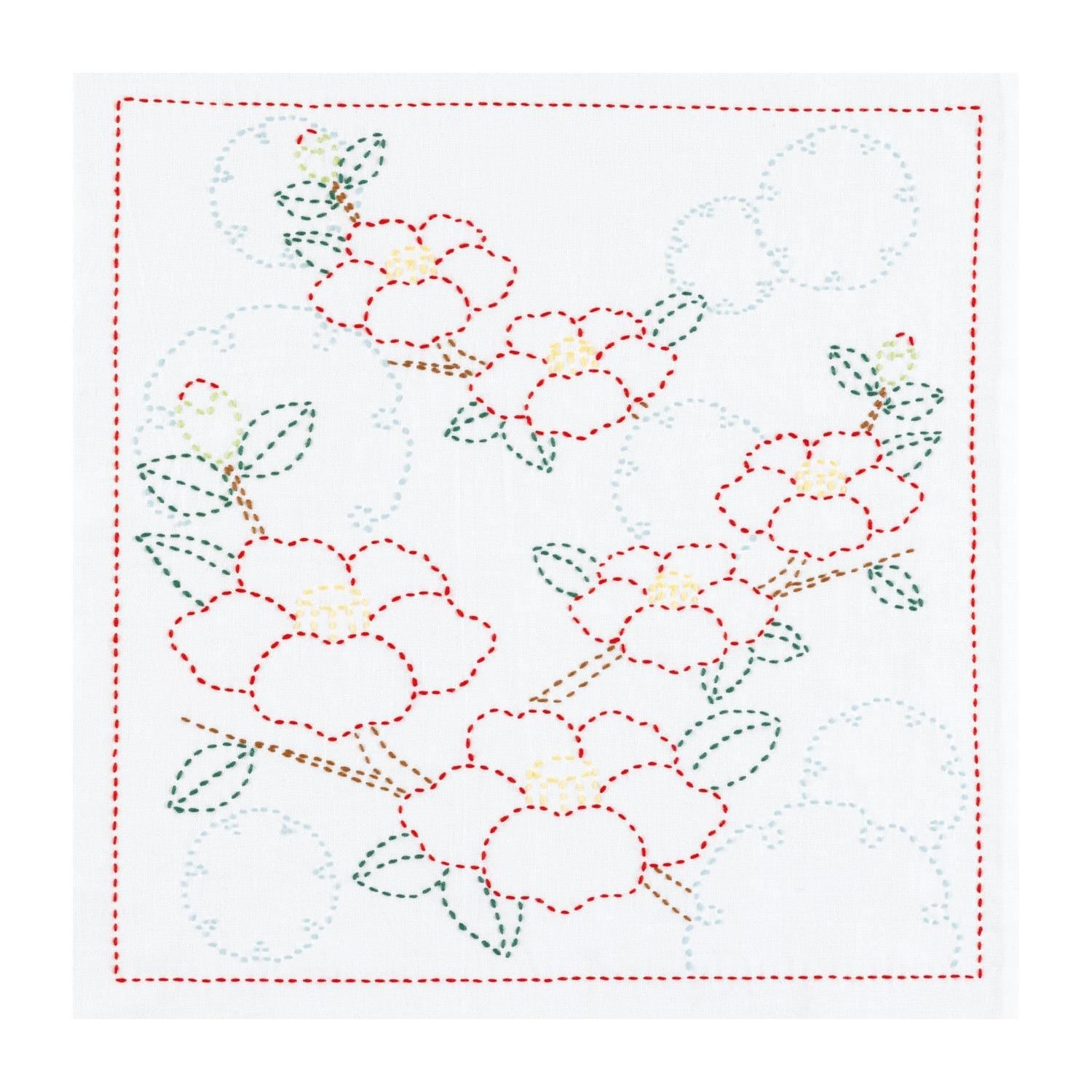 Olympus Four Seasons Sashiko Kit - Winter Snowflake Camellia, Japanese Craft