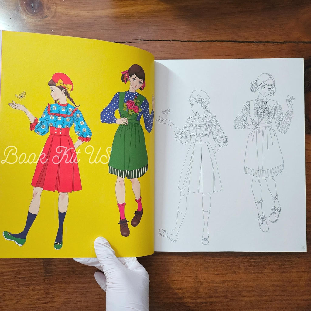 Retro Fashion Coloring Book, Japanese Craft book