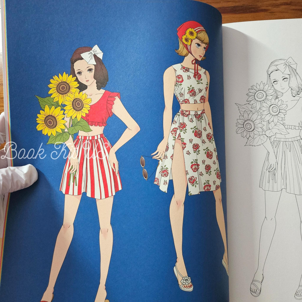 Retro Fashion Coloring Book, Japanese Craft book