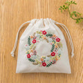 Japanese DIY KIT - Cosmo Embroidery Handicraft kit : Small Flower Wreath, Drawstring pouch