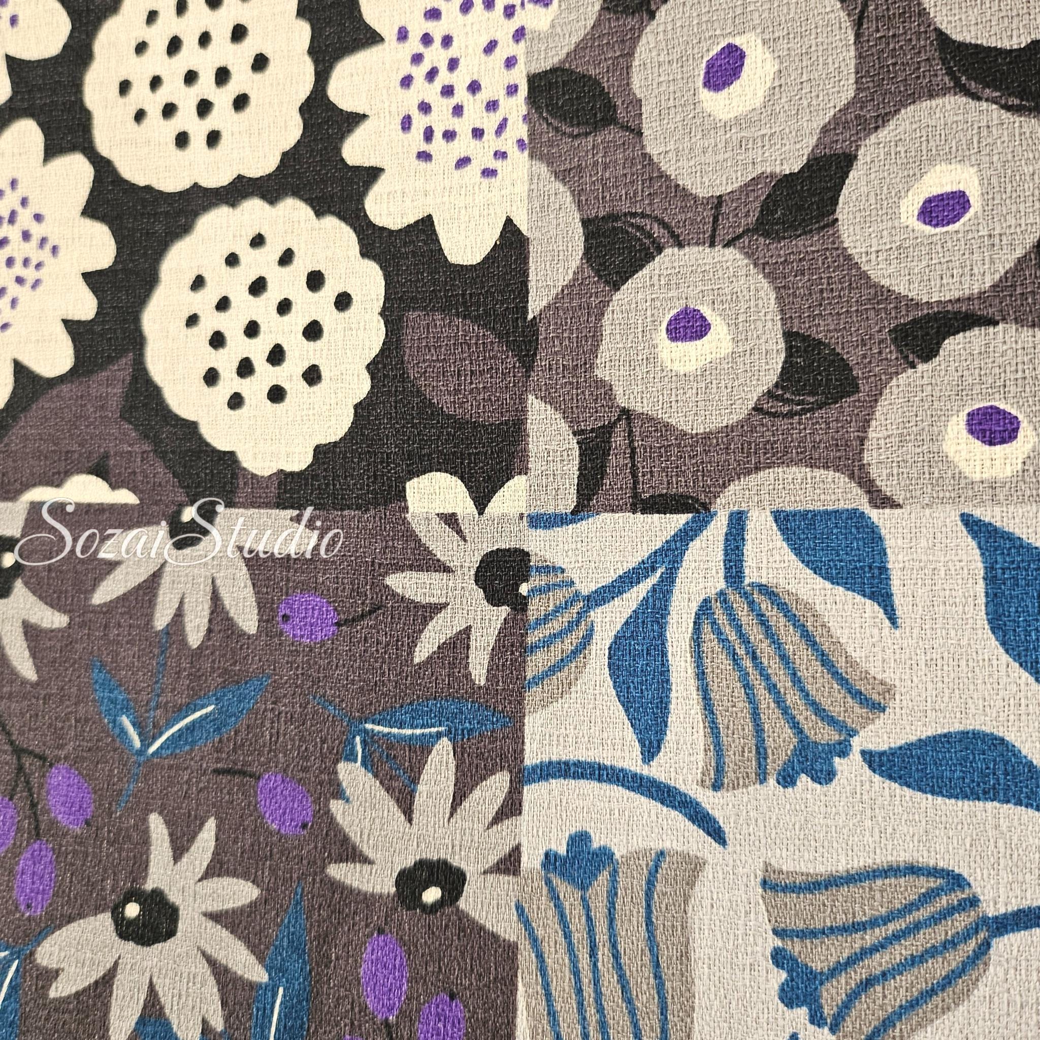 Japanese fabric : Miori Collection, Patchwork Print Fabric Cotton Dobby 6 Panel, Multi colors