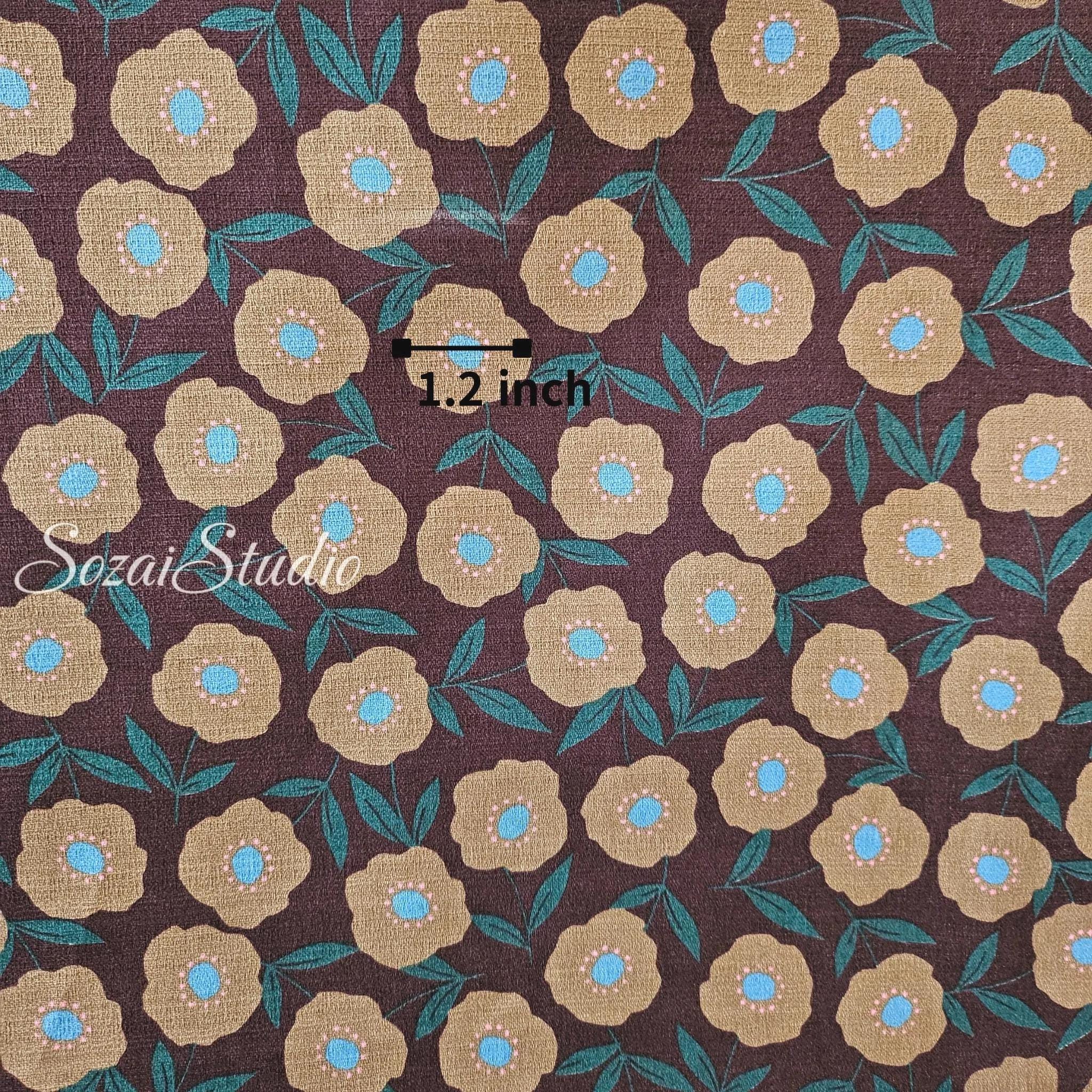 Japanese Nordic Floral Cotton Dobby Fabric, Retro Print- Multiple colors