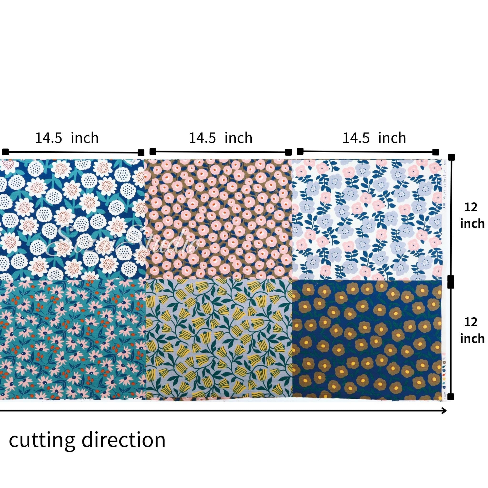 Japanese fabric : Miori Collection, Patchwork Print Fabric Cotton Dobby 6 Panel, Multi colors