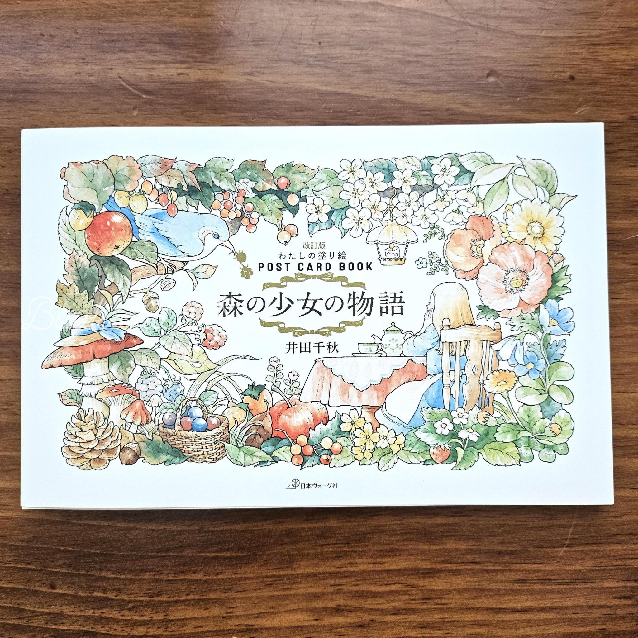 Forest Girl's Dream : A Woodland Tale - Post Card Size Japanese Coloring Book by Chiaki Ida