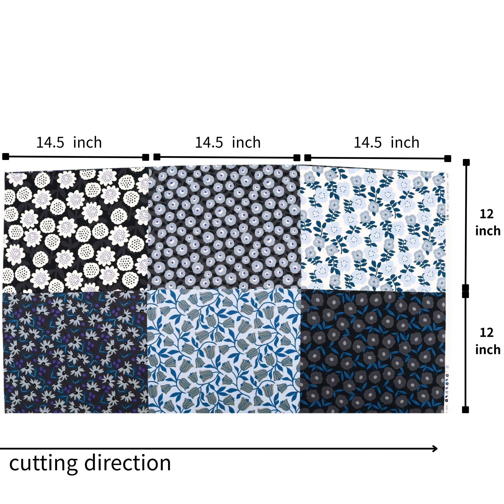 Japanese fabric : Miori Collection, Patchwork Print Fabric Cotton Dobby 6 Panel, Multi colors