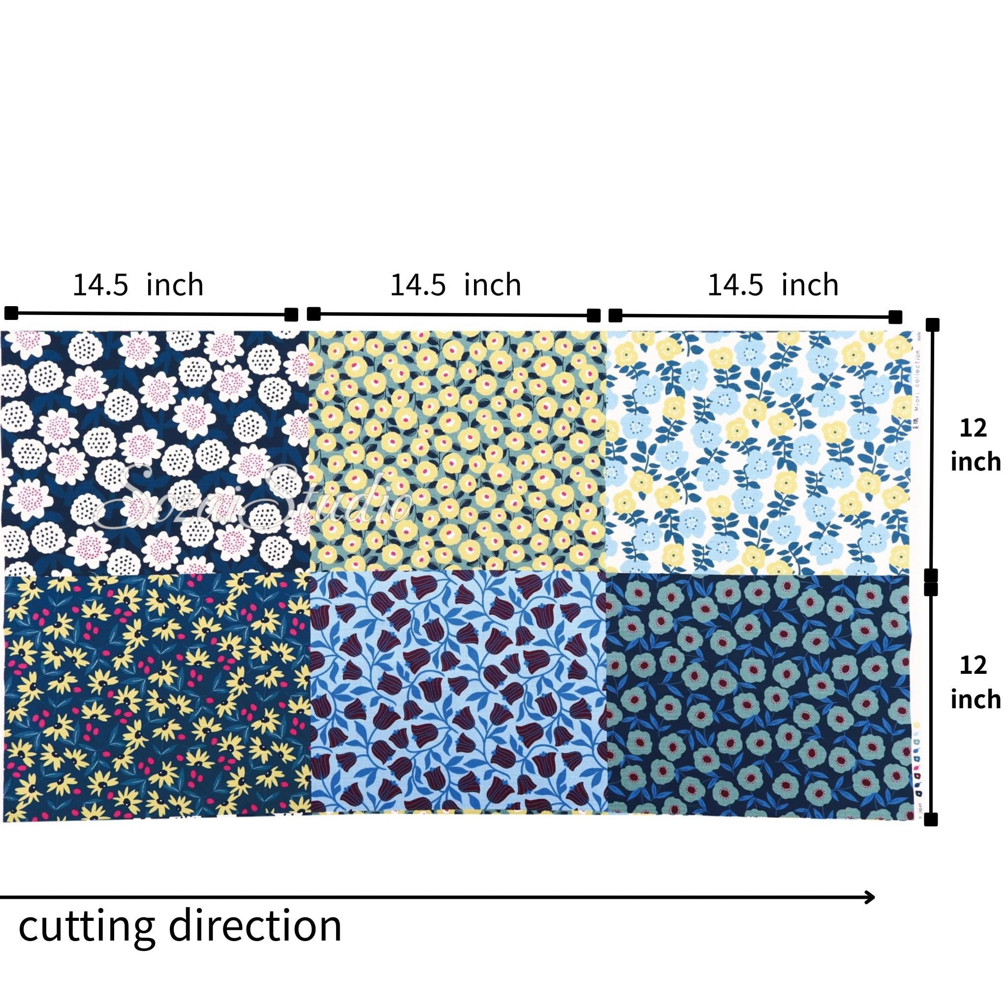 Japanese fabric : Miori Collection, Patchwork Print Fabric Cotton Dobby 6 Panel, Multi colors