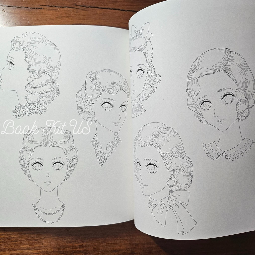 Retro Fashion Coloring Book, Japanese Craft book