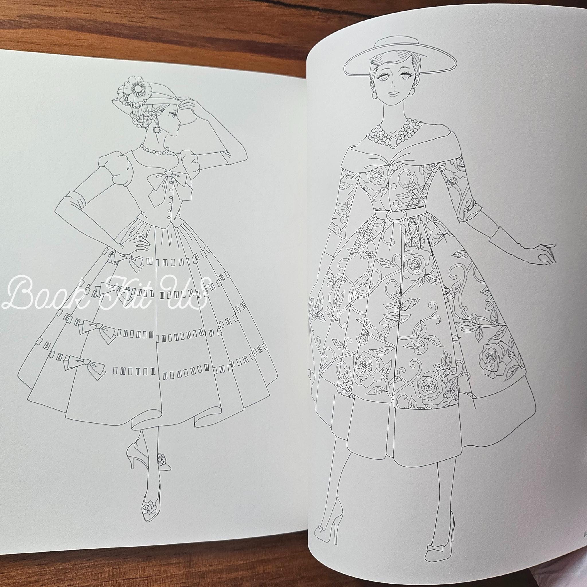 Retro Fashion Coloring Book, Japanese Craft book