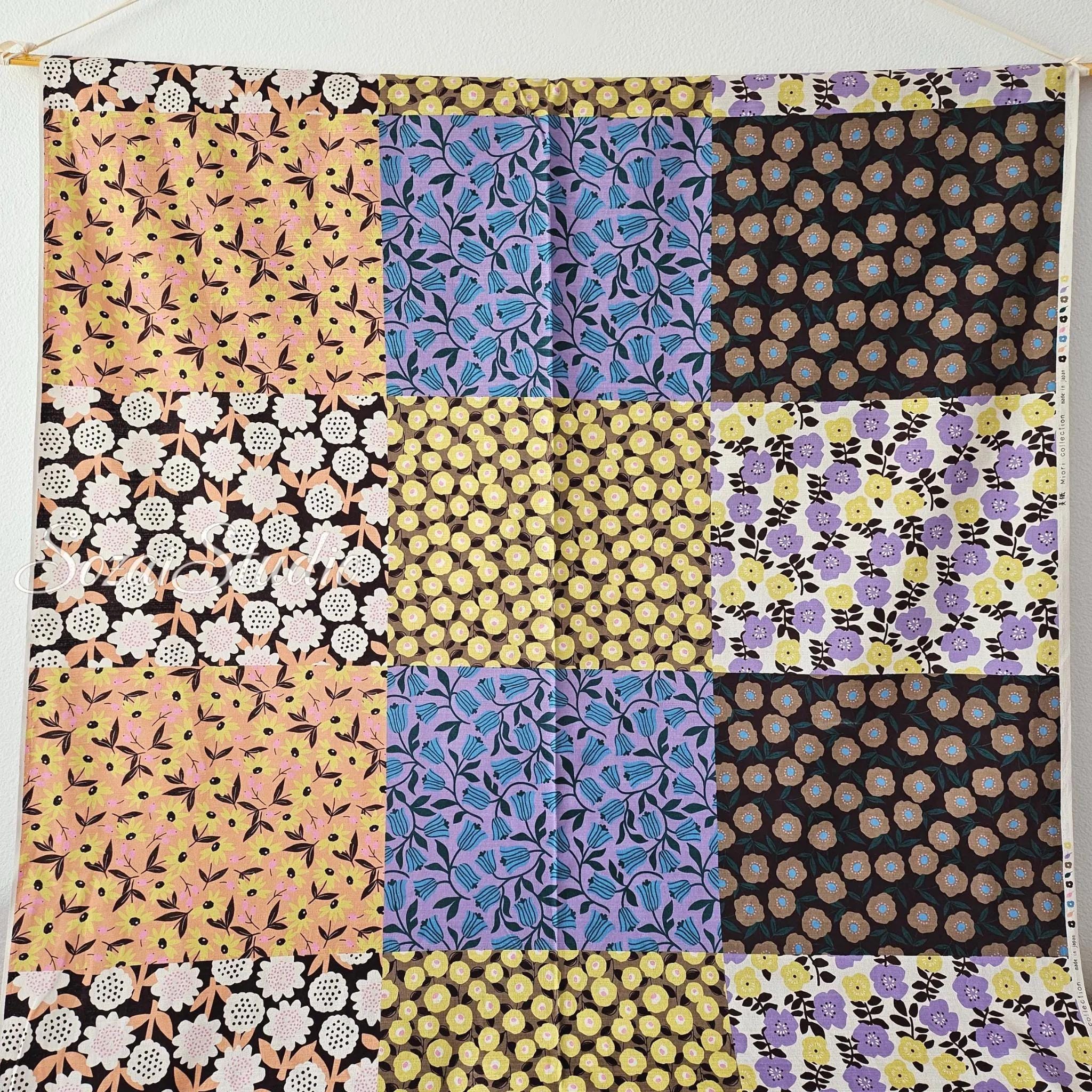 Japanese Nordic Floral Cotton Dobby Fabric, Retro Print- Multiple colors