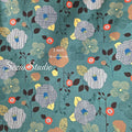1 Yard Japan imported, Dobby Cotton 100% - Camellia and Poppy flowers, Green