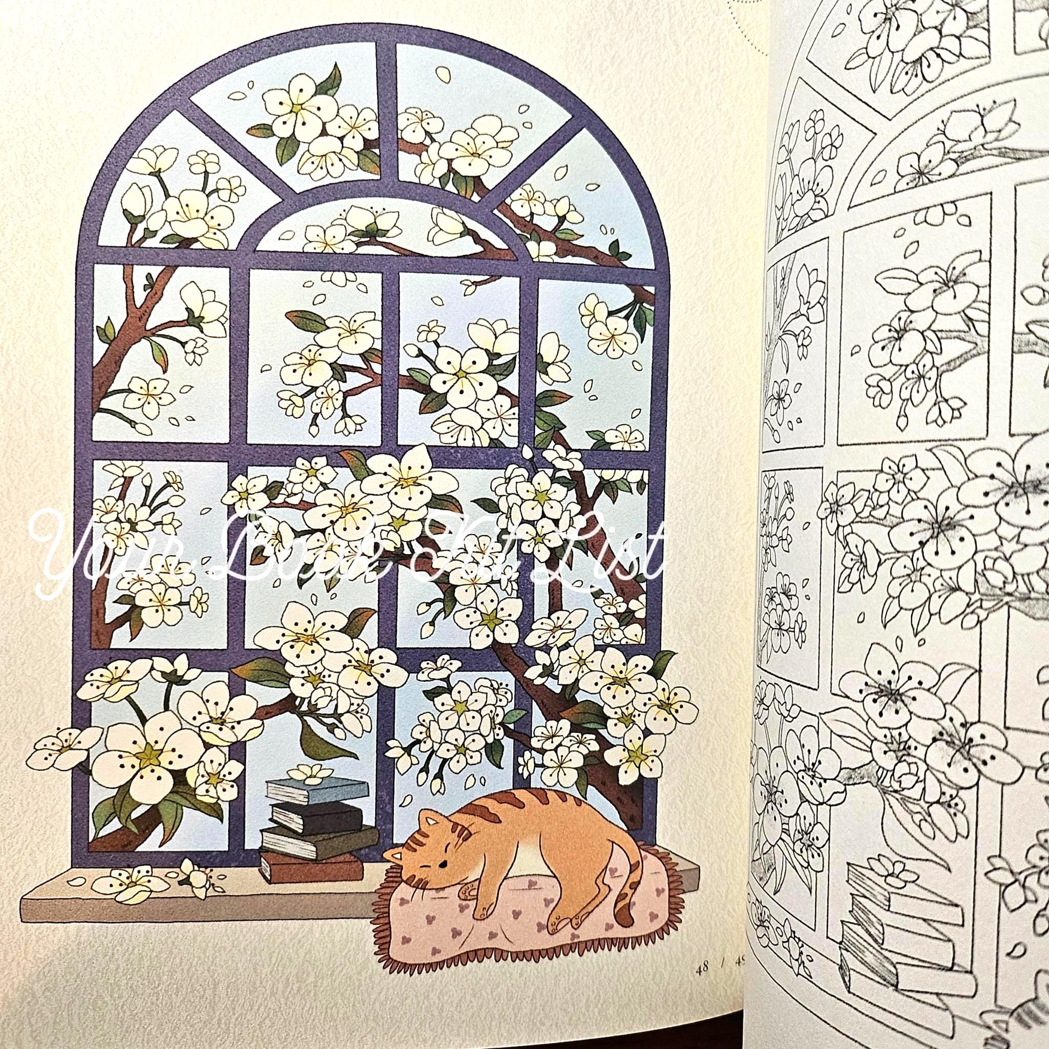 Coloring book - Spring day Sunshine, Warm and Cozy Flowers and Animals