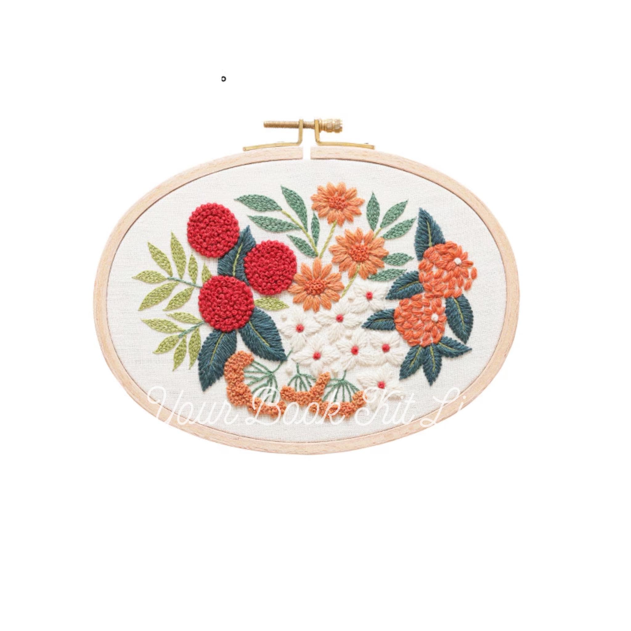 Flower Bouquet Embroidery Kit: Belgian Linen, Organic Wool