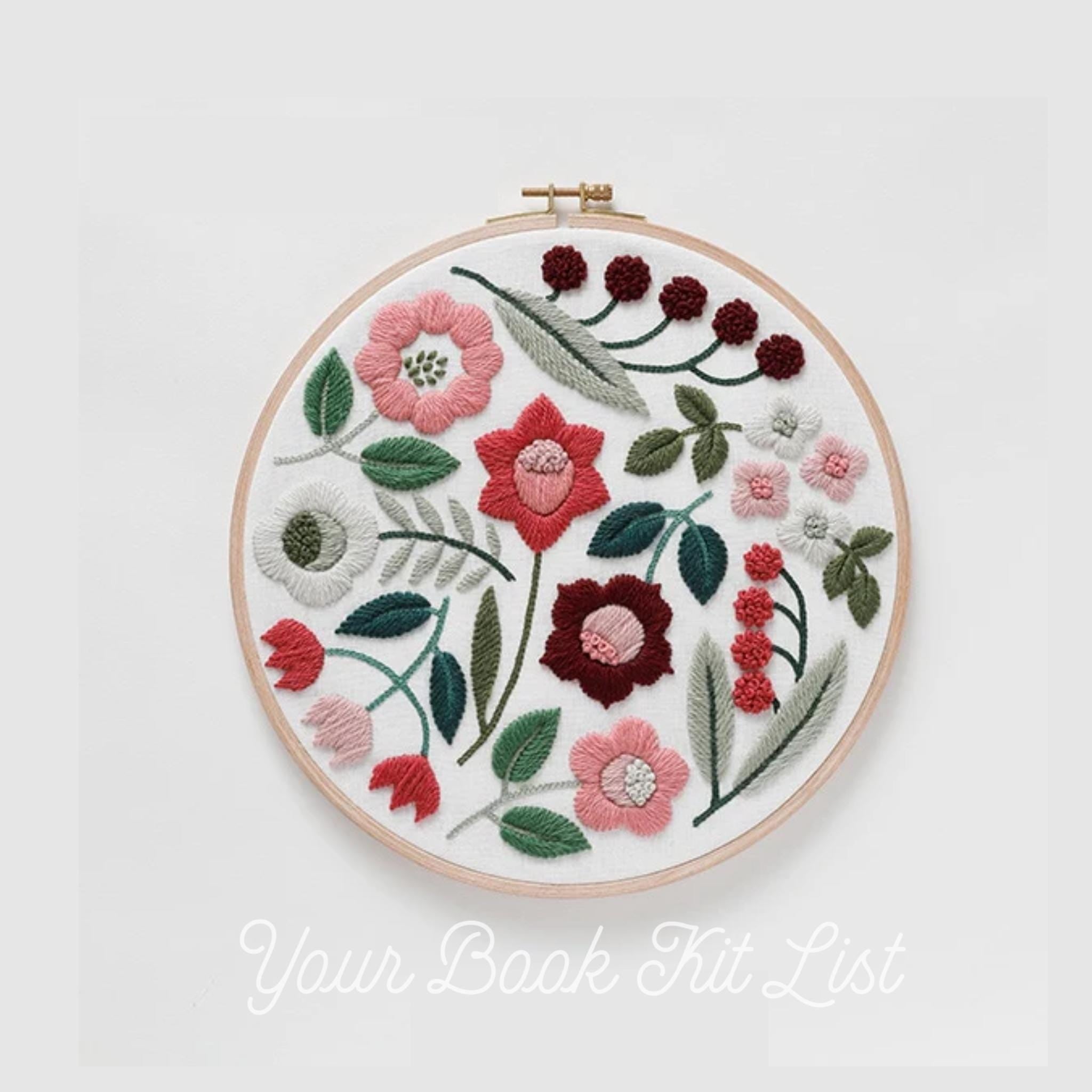 Japan Craft - DMC Embroidery kit, Yumiko Higuchi, Wool Stitching, Botanical Flower Pink Garden