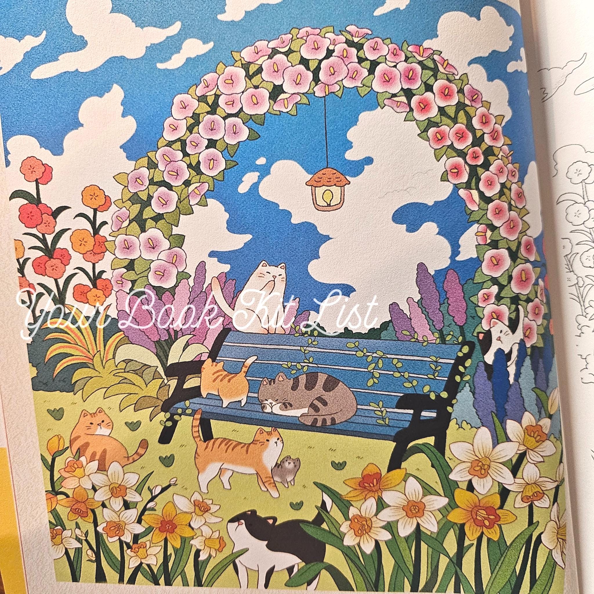 Coloring book - Spring day Sunshine, Warm and Cozy Flowers and Animals